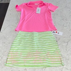 Ladies golf polo skort Lady Hagen Pink and Green 0 XS NWT